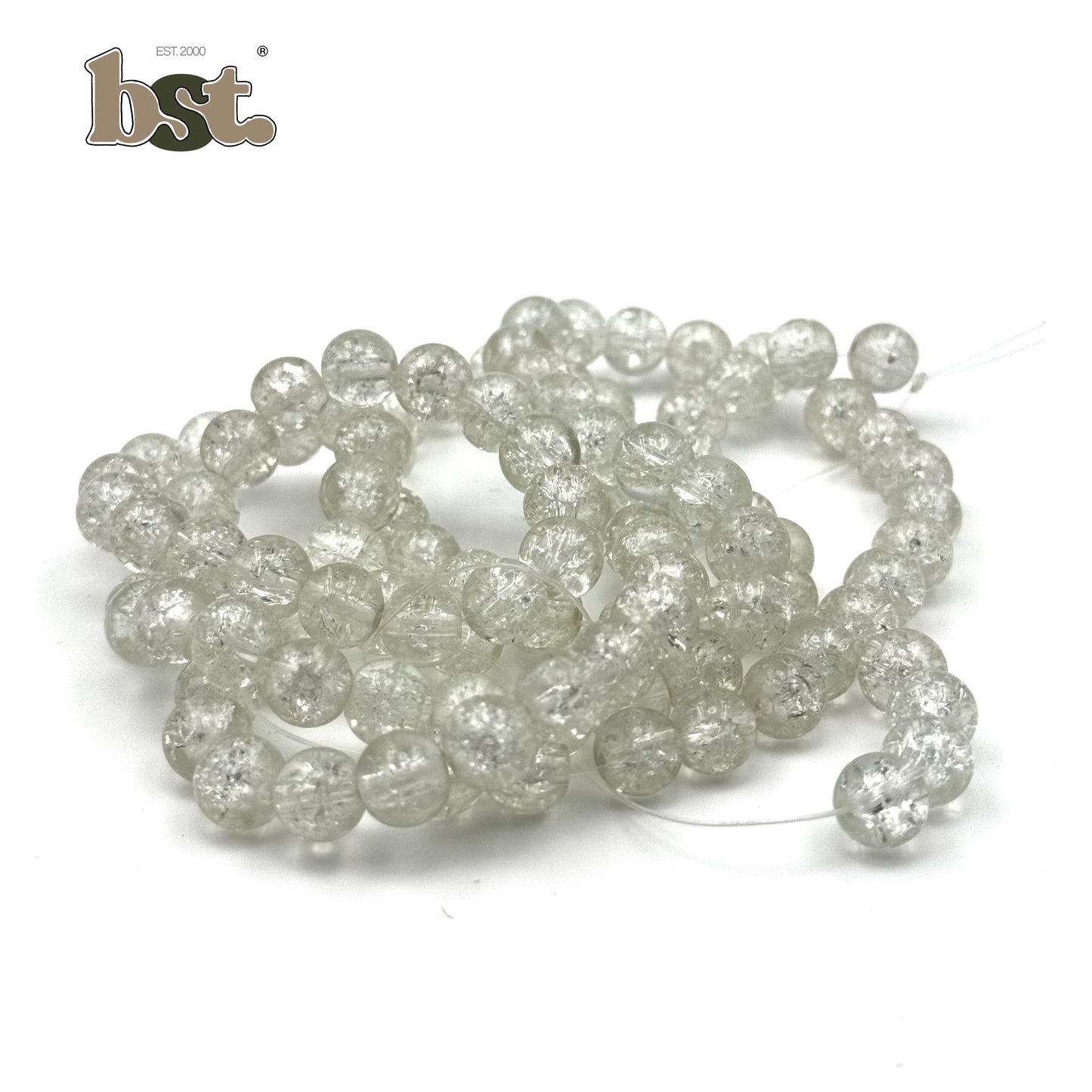 100pcs 8mm Cracked Glass Beads Crushed Beads Crack Beads for Jewellery Making 100+ Beads each line, DIY Bracelet, Necklace & Accessory Supplies Beads by BST