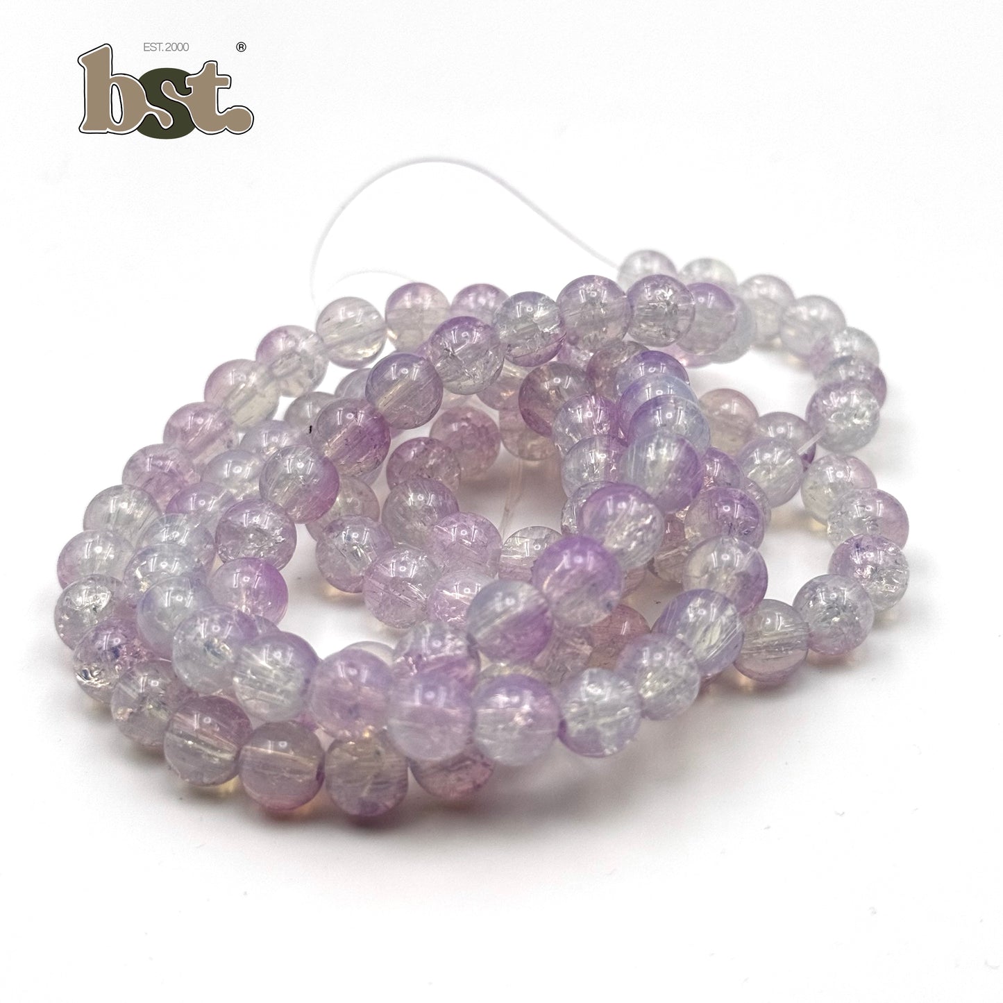 100pcs 8mm Cracked Glass Beads Crushed Beads Crack Beads for Jewellery Making 100+ Beads each line, DIY Bracelet, Necklace & Accessory Supplies Beads by BST
