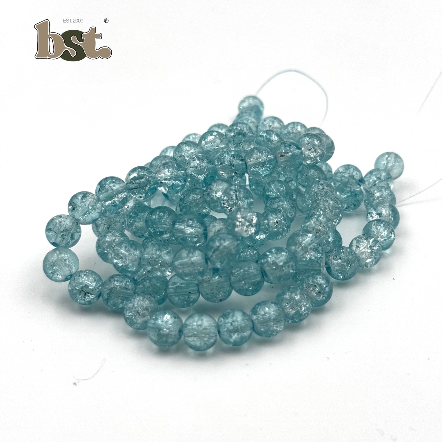 100pcs 8mm Cracked Glass Beads Crushed Beads Crack Beads for Jewellery Making 100+ Beads each line, DIY Bracelet, Necklace & Accessory Supplies Beads by BST