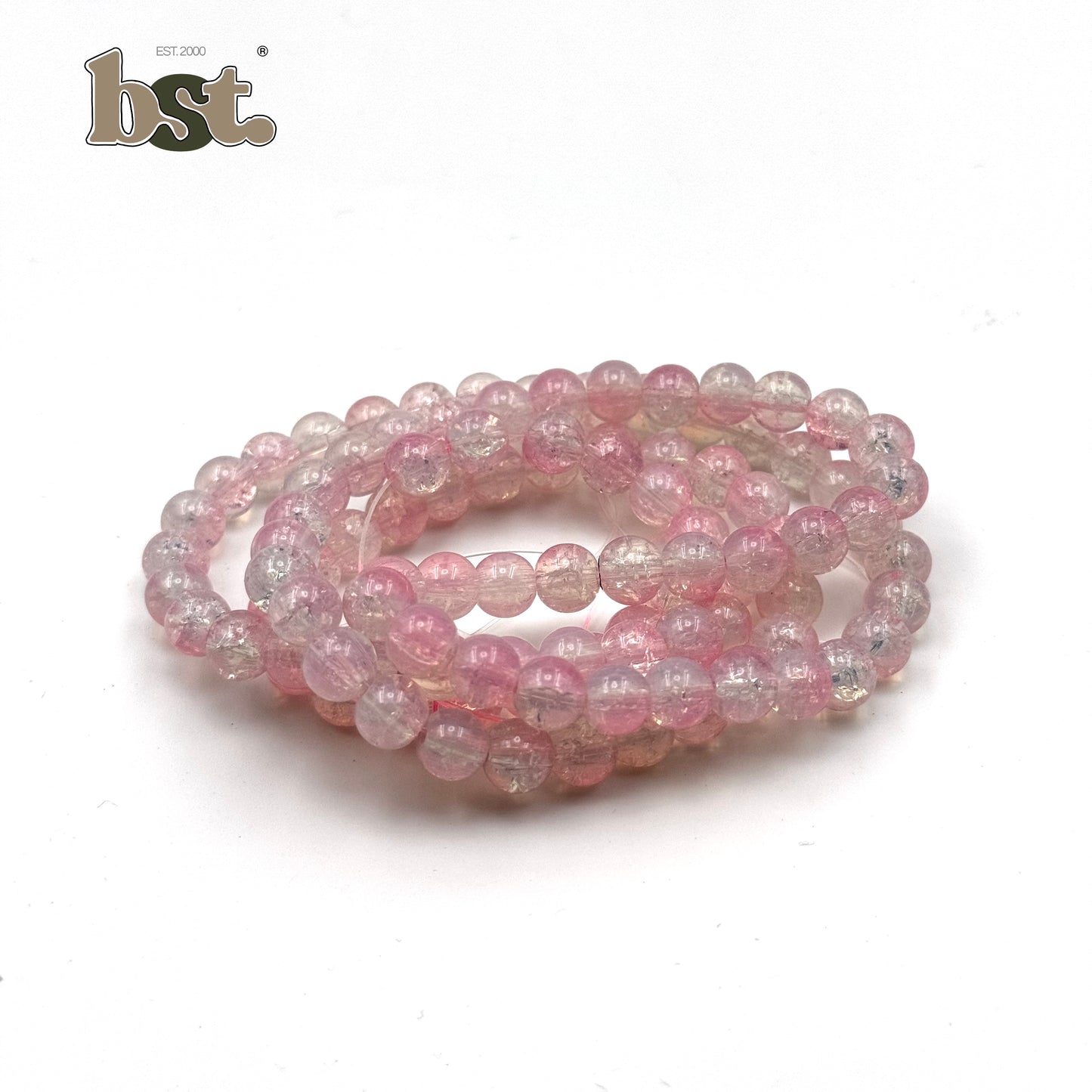 100pcs 8mm Cracked Glass Beads Crushed Beads Crack Beads for Jewellery Making 100+ Beads each line, DIY Bracelet, Necklace & Accessory Supplies Beads by BST