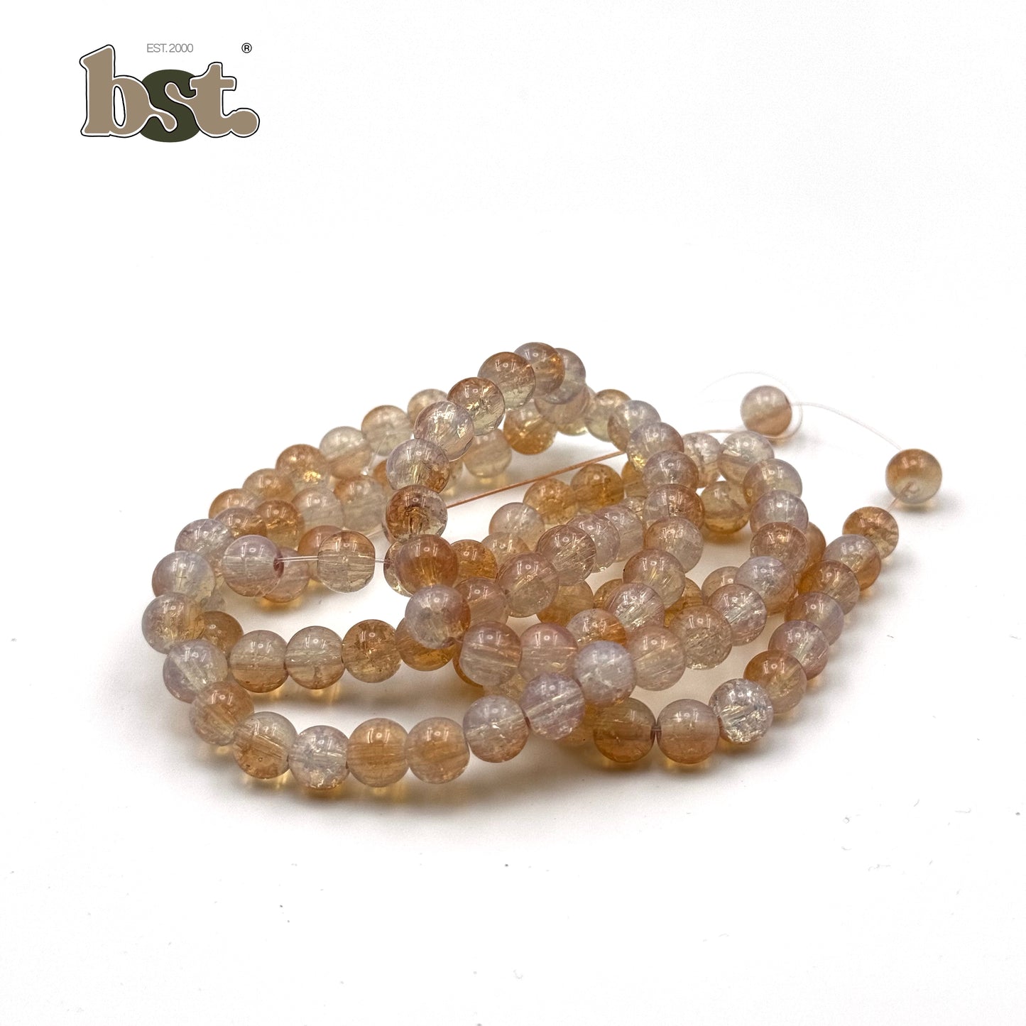 100pcs 8mm Cracked Glass Beads Crushed Beads Crack Beads for Jewellery Making 100+ Beads each line, DIY Bracelet, Necklace & Accessory Supplies Beads by BST