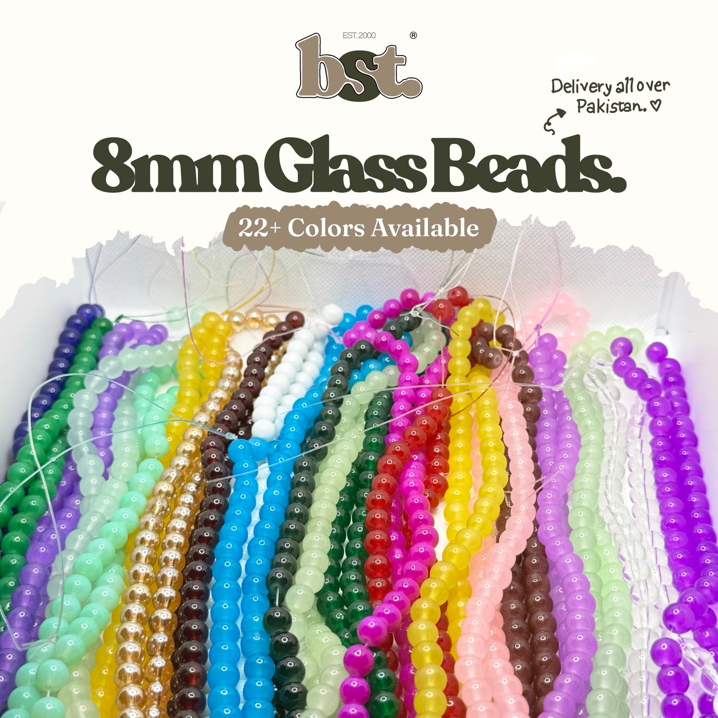 8mm Glass Beads Marble Beads for Jewellery Making 100+ Beads each line, 20+ Colors
