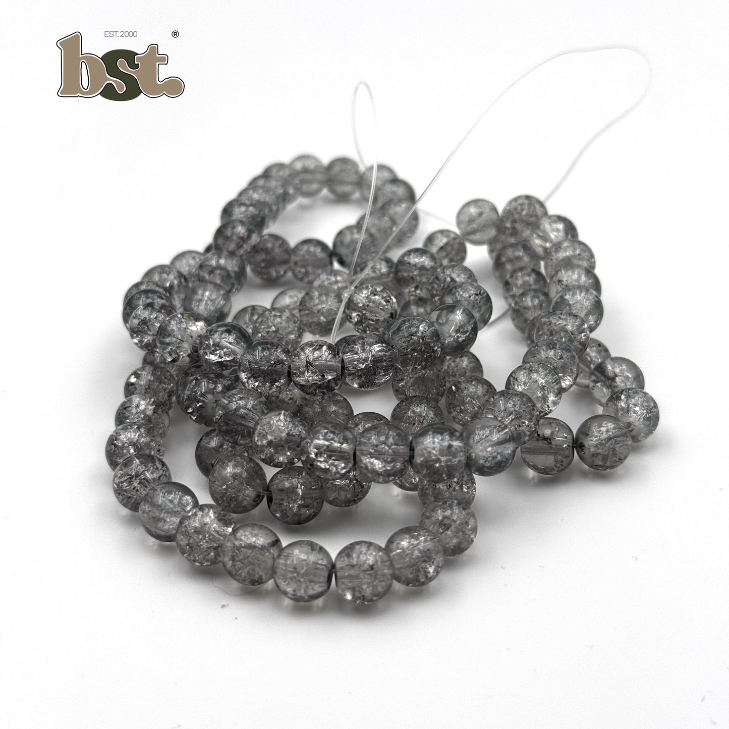 100pcs 8mm Cracked Glass Beads Crushed Beads Crack Beads for Jewellery Making 100+ Beads each line, DIY Bracelet, Necklace & Accessory Supplies Beads by BST