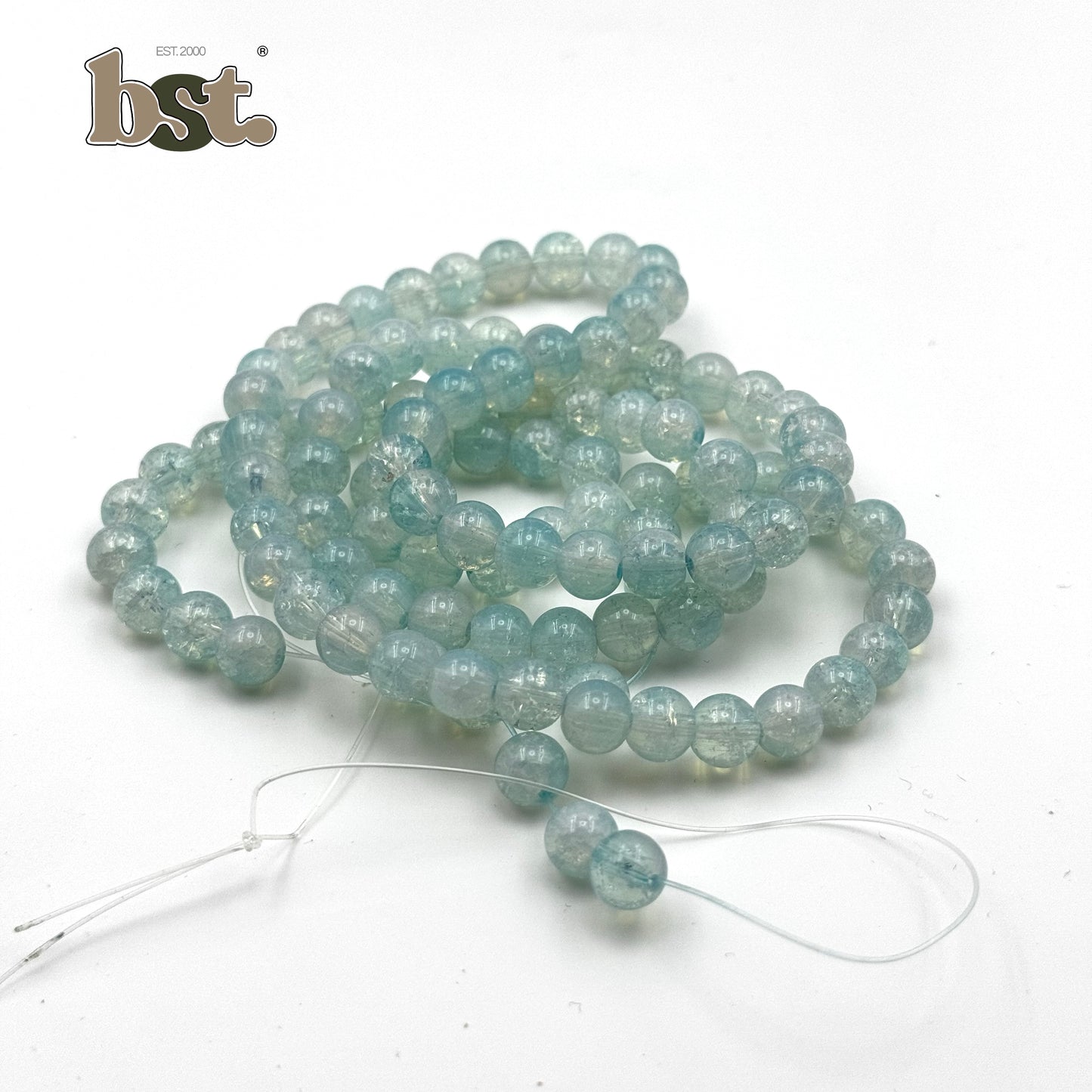 100pcs 8mm Cracked Glass Beads Crushed Beads Crack Beads for Jewellery Making 100+ Beads each line, DIY Bracelet, Necklace & Accessory Supplies Beads by BST