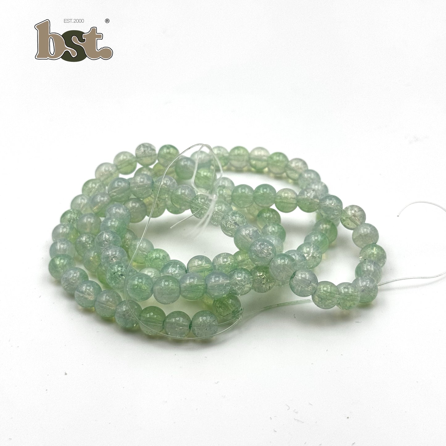 100pcs 8mm Cracked Glass Beads Crushed Beads Crack Beads for Jewellery Making 100+ Beads each line, DIY Bracelet, Necklace & Accessory Supplies Beads by BST