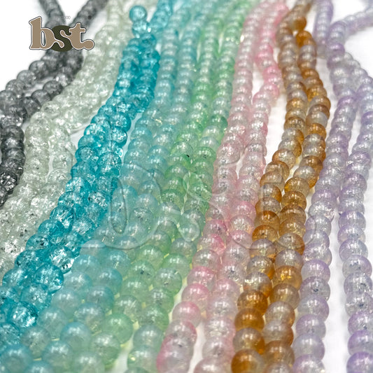100pcs 8mm Cracked Glass Beads Crushed Beads Crack Beads for Jewellery Making 100+ Beads each line, DIY Bracelet, Necklace & Accessory Supplies Beads by BST