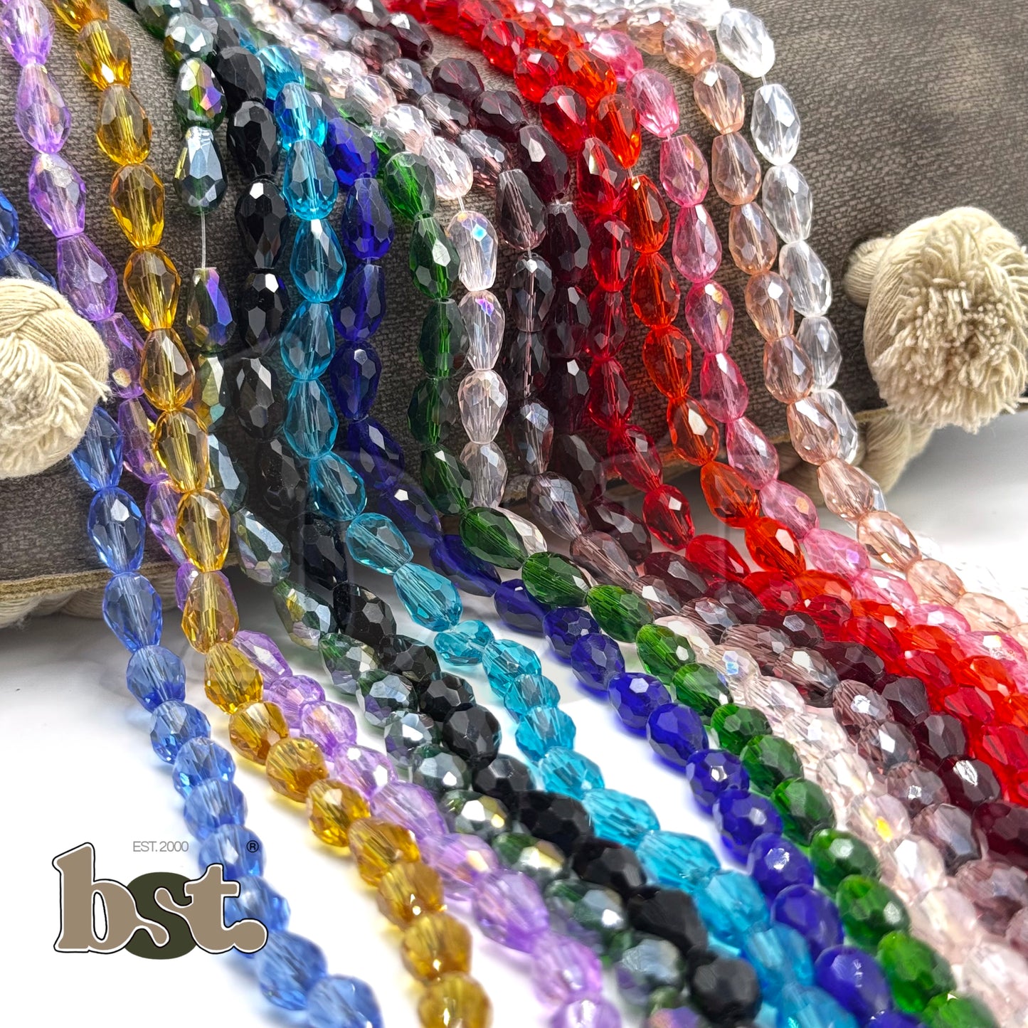 48-55pcs Crystal Teardrop Beads 8x11 Drop Beads for Jewellery Making, Resin Jhumka, DIY Necklace, Jhumka & Accessory Supplies Beads by BST