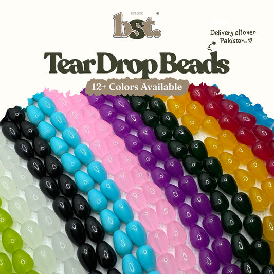 8x11mm Tear Drop Glass Beads for Jewellery Making 60+ Beads each line, 12+ Colors