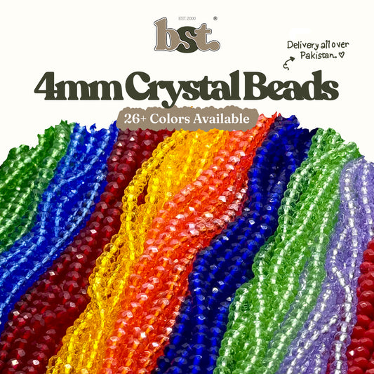 4mm Glass Crystal Beads for Jewellery Making 110+ Beads per String, 26+ Colors